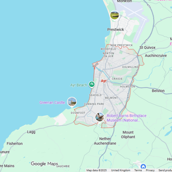 Google Map screenshot of Ayr