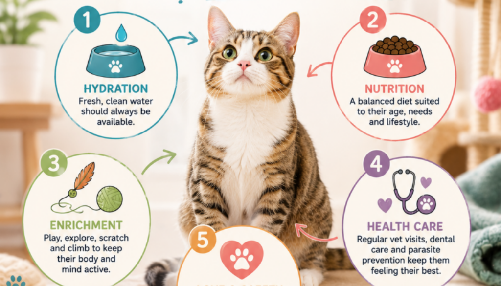 Infographic for happy healthy cat month